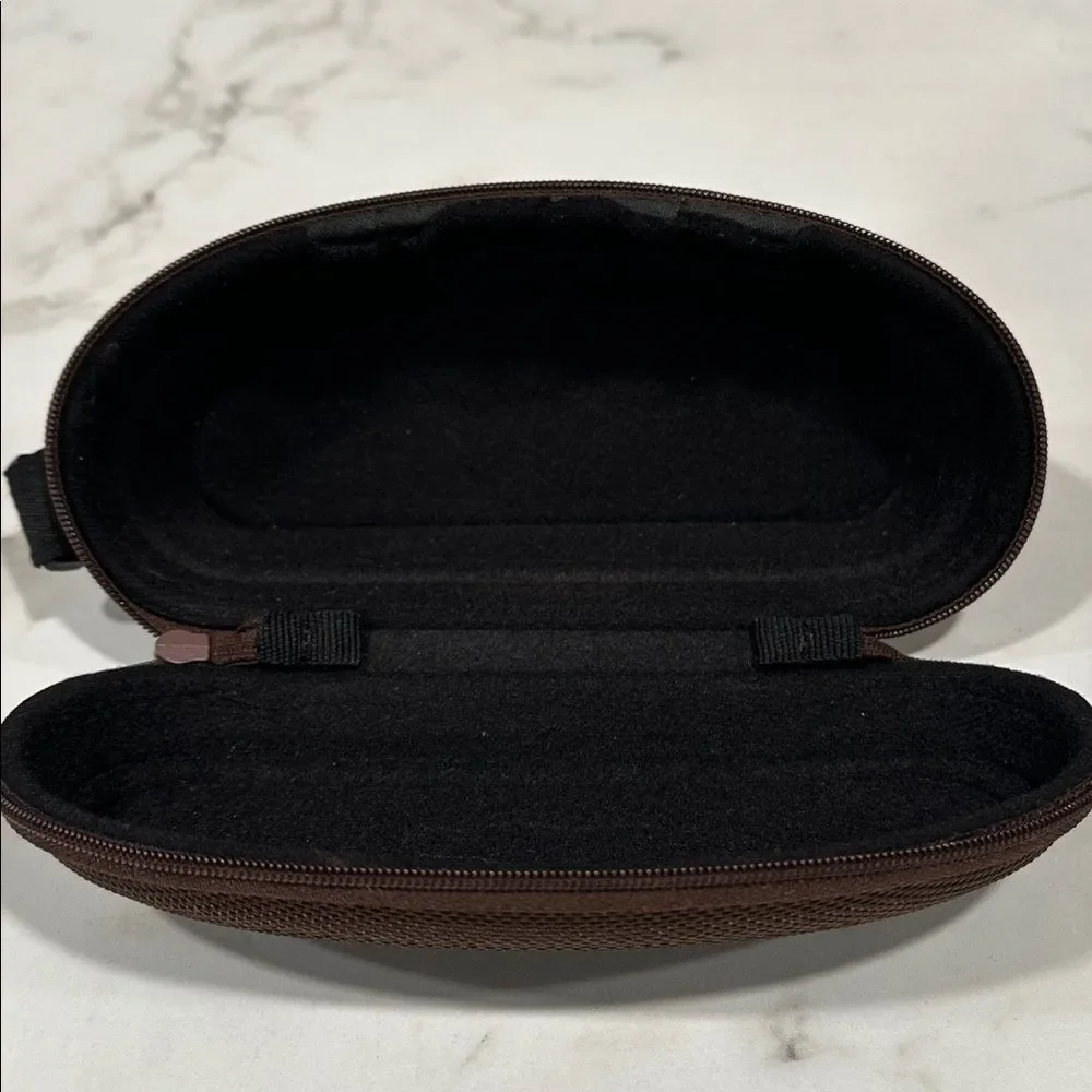Maui Jim Sunglass Case Semi Hard Brown Clamshell Zip Around